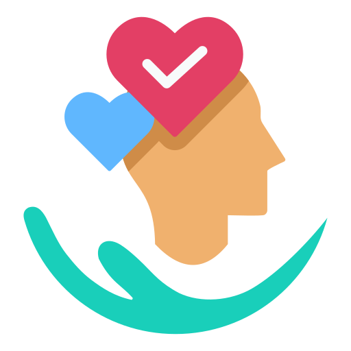 Icono de persona con un corazón en la cabeza representando psicólogos cualificados